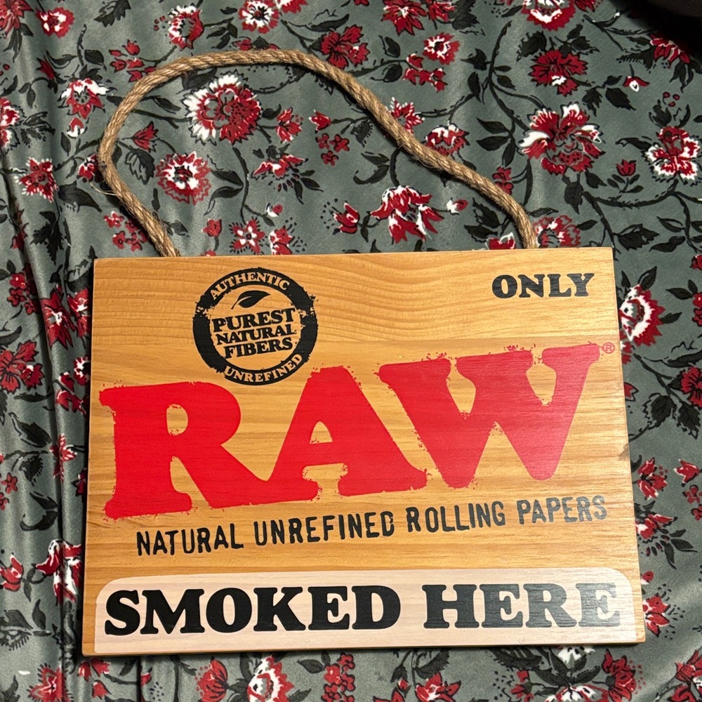 RAW Wooden Art Sign with Red and Black Accents